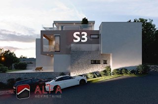 Hrvaška, Vodice – novogradnja, prodaja trietažno stanovanje, bazen, dvorišče, pogled na morje