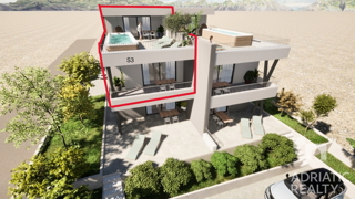 Vodice, moderni dvoetažni apartma s pogledom na morje, 110,31 m2