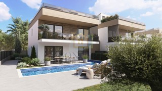 Novigrad, okolica, moderna dvojna kuća s bazenom, 7 km od mora