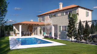 Žminj, okolica, nova hiša z bazenom v podeželski idili