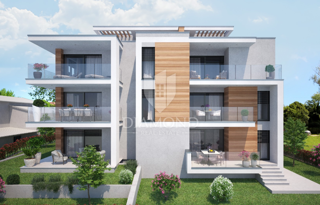Umag, okolica! Moderno stanovanje z vrtom 200 m od morja!