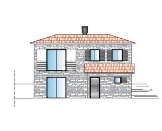 ZEMLJIŠČE S KAMNITO HIŠO, ČUDOVITIM RAZGLEDOM IN PROJEKTOM ZA HIŠO Z BAZENOM