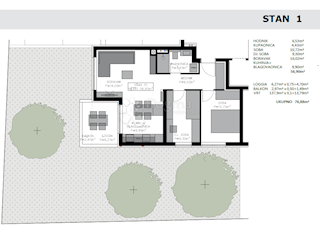 Apartma Privlaka, 76,88m2