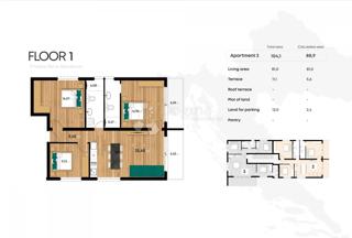 Apartma S2 Privlaka – 1. nadstropje, 3 spalnice, novogradnja v bližini morja