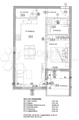 Stanovanje Seget Donji, Seget, 50,76m2
