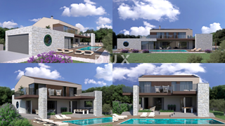 ISTRA, LABIN - Štiri gradbene parcele z dvema gradbenima dovoljenjema