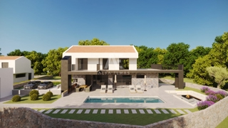 Malinska, okolica, novogradnja, mediteranska vila z ogrevanim bazenom!! ID 473