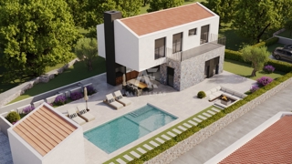 Malinska, okolica, novogradnja, luksuzna kamnita vila z bazenom!! ID 471