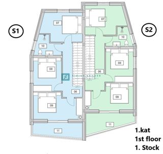 VODICE, novo, dupleks stanovanje, 650 m od morja, vrt 120 m2, shramba, 3 spalnice, S2