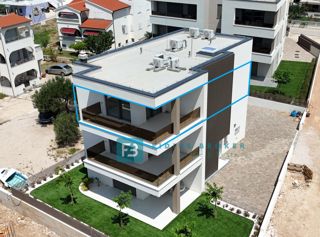 VODICE, novogradnja, 350 m od plaže, 2. nad., pogled na morje