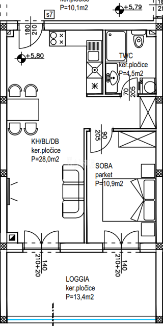 Stanovanje Crvene kuće, Zadar, 64,30m2