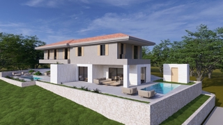 Novogradnja z bazenom v mirnem delu Malinske – dvojček