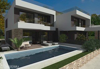 Moderna vrstna hiša s strešno teraso in pogledom na morje Novigrad, Istra