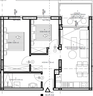 PULA – NOVOGRADNJA | Stan u prizemlju 54,25 m² | terasa | garažno parkirno mjesto