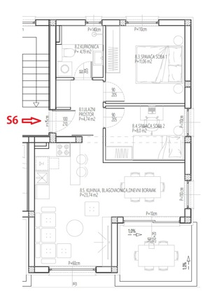 Vodice - Stanovanje S6 v prvem nadstropju, NOVOGRADNJA