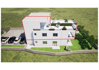 Tribunj, Sovlje - stanovanje s strešno teraso, pogled na morje