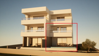 Vodice - Luksuzno dvoetažno stanovanje S2 s bazenom in vrtom, pogled na morje