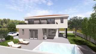 Gradbeno zemljišče s projektom – 573 m², družinska hiša 198 m² s bazenom in vrtom