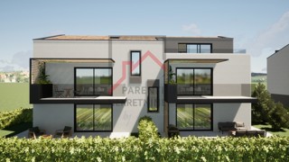 Istra, Poreč – Novogradnja z razgledom, prvo nadstropje, moderno stanovanje z 2 spalnicama in dvema terasama