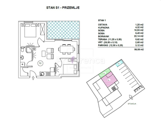 Pag - dvosobni apartma z vrtom