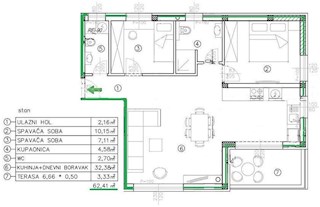 Poreč - stanovanje v izgradnji 62 m2, prvo nadstropje, 2 parkirni mesti, DVIGALO