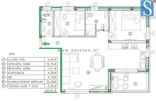 Poreč - stanovanje v izgradnji 62 m2, prvo nadstropje, 2 parkirni mesti, DVIGALO