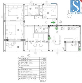 Poreč - stanovanje 88 m2 z vrtom in dvema parkirnima mestoma