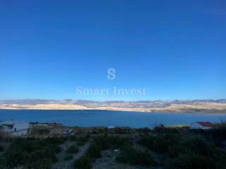 OTOK PAG, gradbeno zemljišče s panoramskim pogledom na morje v bližini morja
