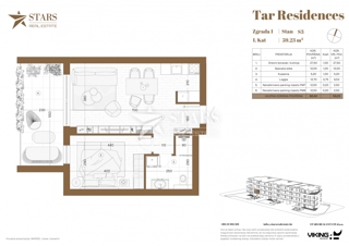 Tar – ekskluzivno, 1S + DB, novogradnja