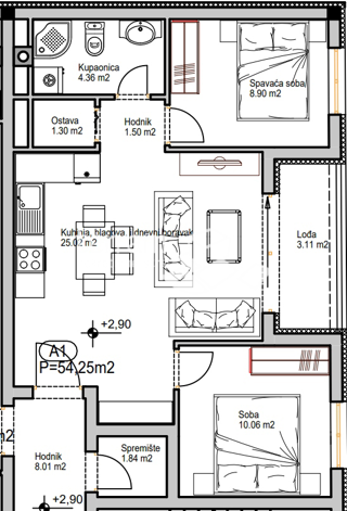 Istra, Pula, Center, stanovanje 54,25m2, novogradnja #prodaja