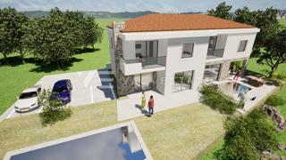 MODERNA DVOJNA HIŠA Z BAZENOM IN POGLEDOM NA MORJE