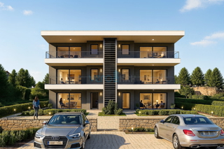 Omišalj, otok Krk, novogradnja, dvoposteljno stanovanje v pritličju, vrt, 2. vrsta do morja, prodaja