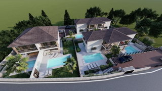Krk, Linardići, zemljišče 2048m2, projekt naselja, tri vile, prodamo