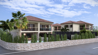 Otok Krk, Linardići, zemljišče 2048 m2, projekt za turistični kompleks, tri vile, prodaja