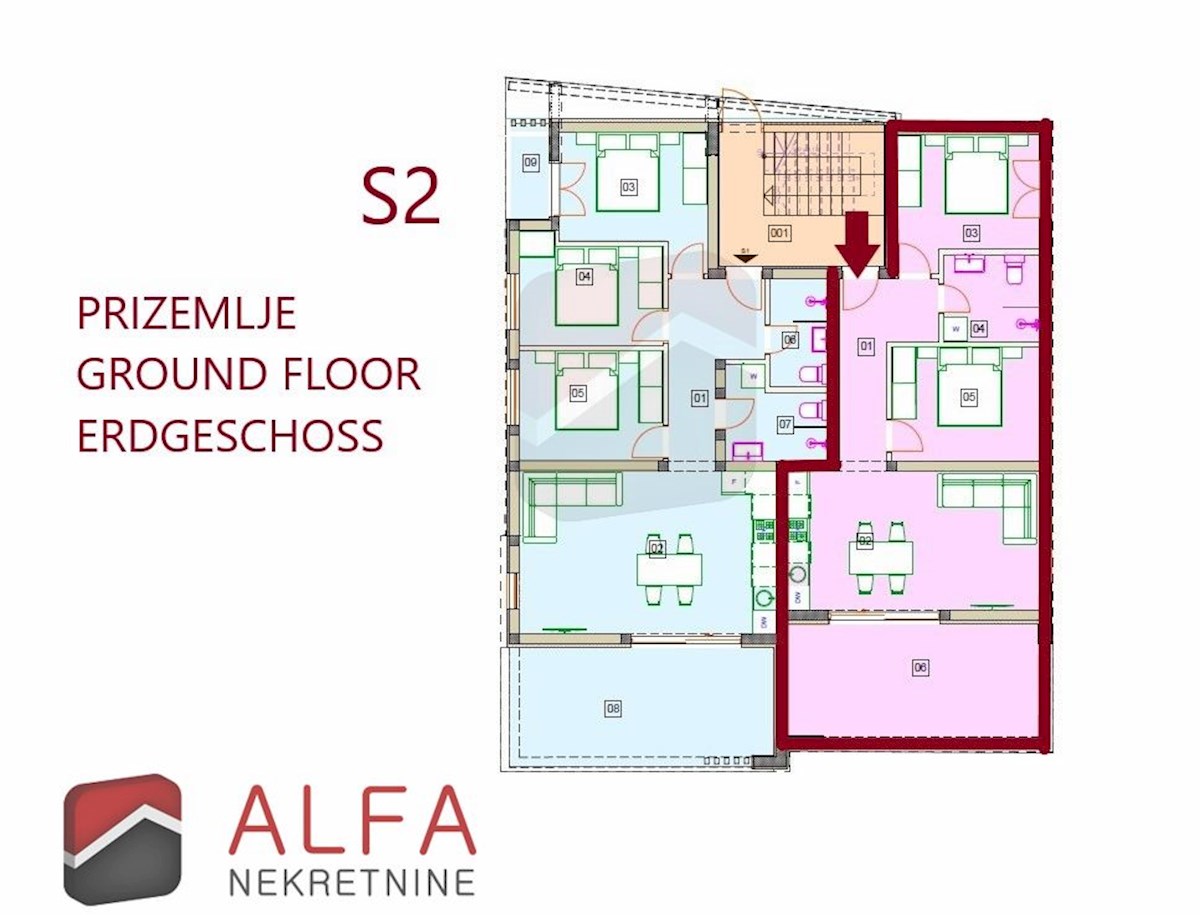 Hrvaška, Vodice, novogradnja, prodaja dvosobni apartma, pritličje, vrt