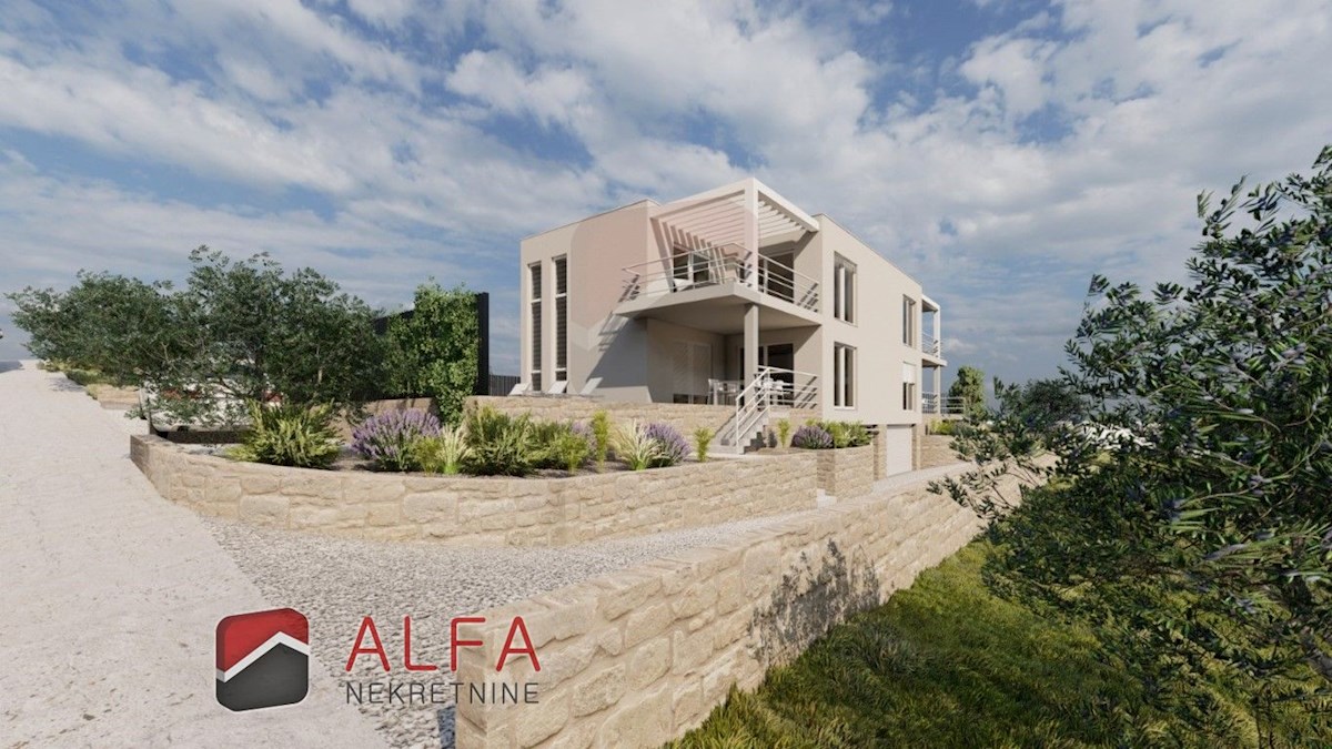 Hrvaška, Vodice – Prodaja nove polsamostojne hiše z garažo, bazenom in pogledom na morje