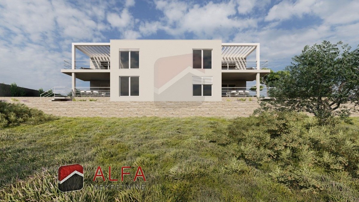 Hrvaška, Vodice – Prodaja nove polsamostojne hiše z garažo, bazenom in pogledom na morje