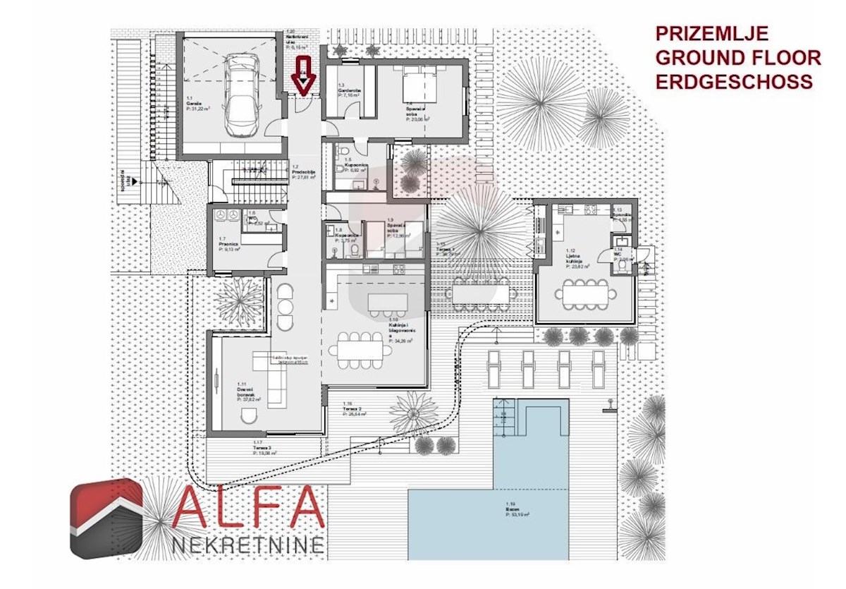 Hrvaška, Vodice – Impresivna vila z bazenom, garažo in odprtim pogledom na morje