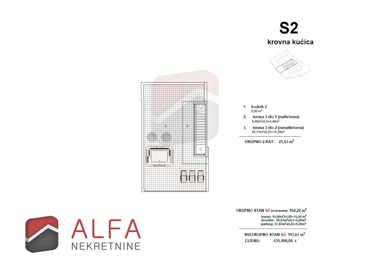 Hrvaška, Vodice – novogradnja, prodaja trietažno stanovanje, bazen, strešna terasa, dvorišče, pogled na morje
