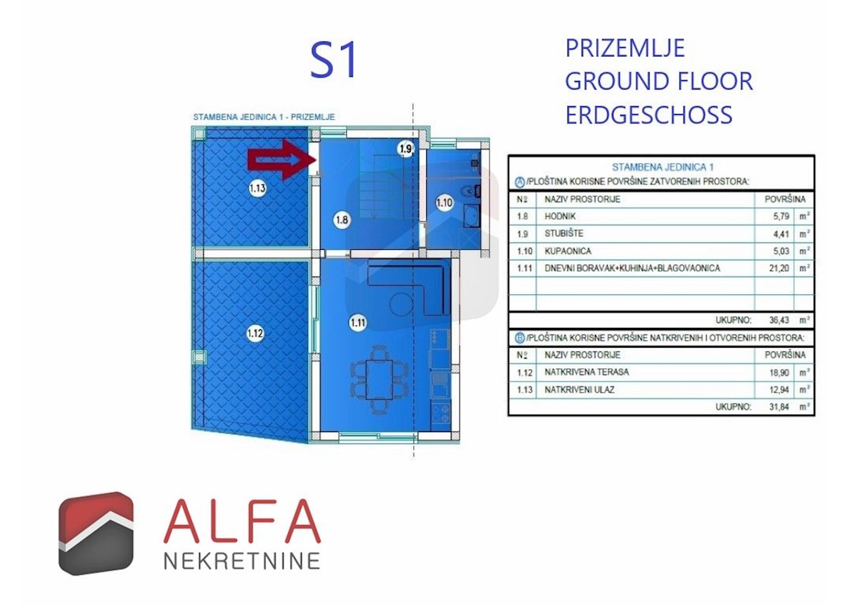 Hrvaška, Vodice, nova udobna polsamostojna hiša z bazenom in pogledom na morje