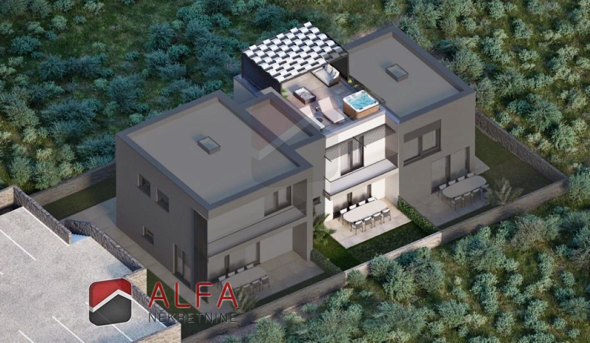 Hrvaška, Vodice, NOVOGRADNJA, prodaja dvonadstropna vrstna hiša z lastnim dvoriščem