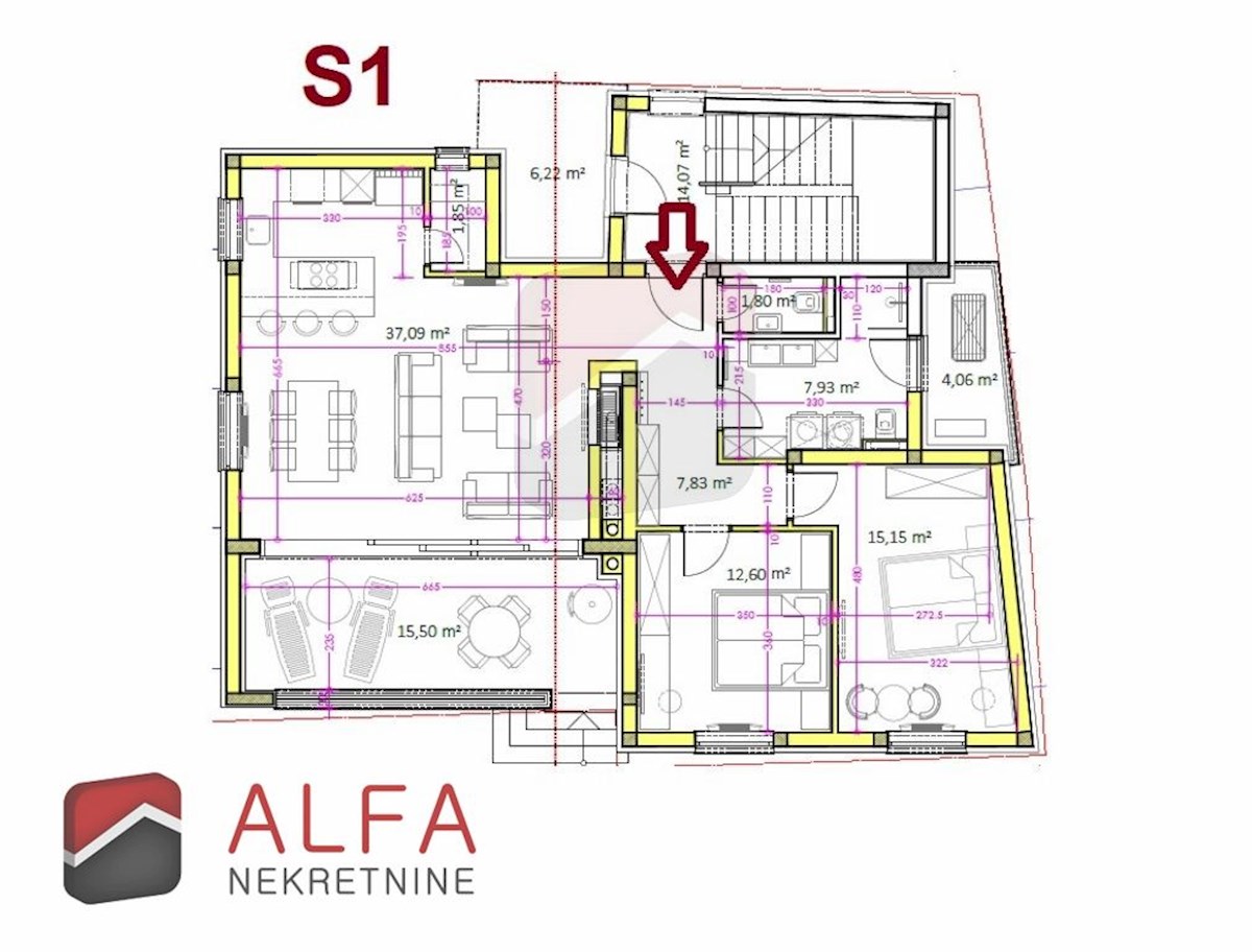 Hrvaška, Vodice – prodaja novo stanovanje v pritličju, z vrtom, 40 m od morja