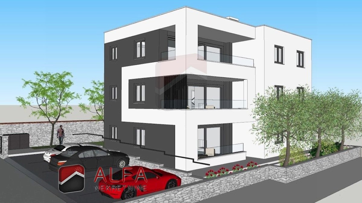 Hrvaška, Vodice – prodaja novo stanovanje v pritličju, z vrtom, 40 m od morja