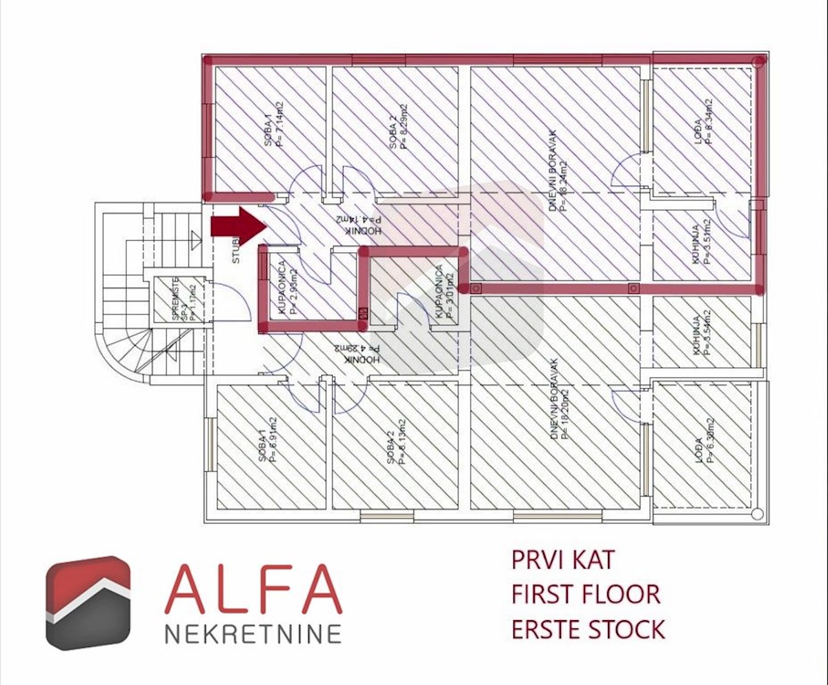 Hrvaška, Vodice – prodaja dvosobno stanovanje v prvem nadstropju, blizu morja