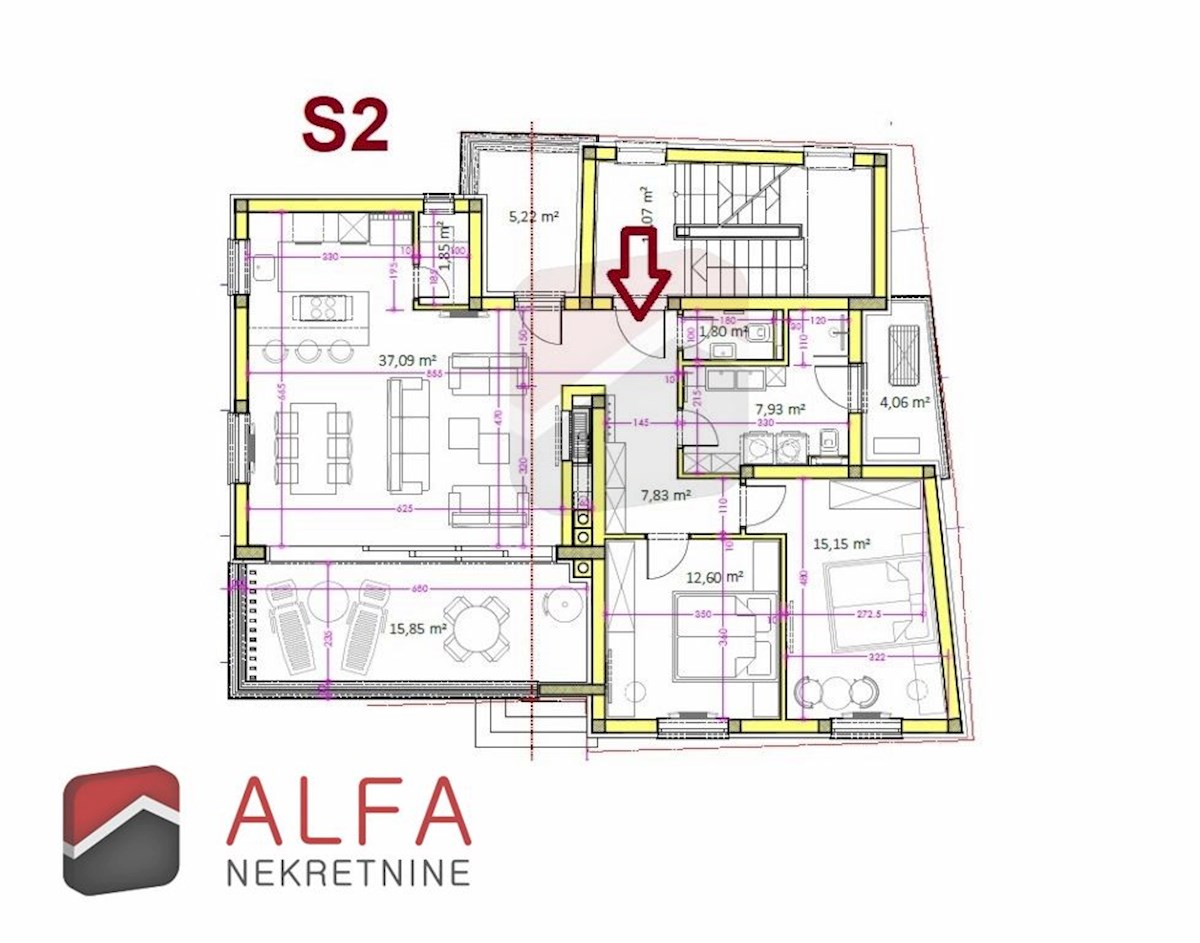 Hrvaška, Vodice – atraktivna lokacija, novo stanovanje naprodaj, prvo nadstropje, 40 m od morja