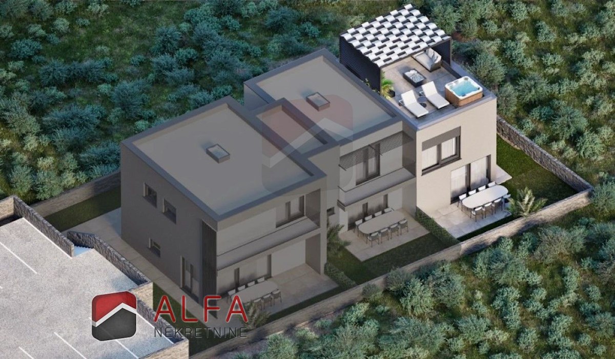 Hrvaška, Vodice, NOVOGRADNJA, prodaja dvonadstropna vrstna hiša z lastnim dvoriščem