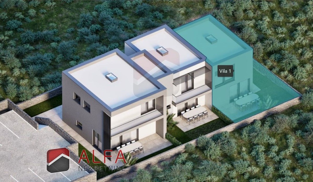 Hrvaška, Vodice, NOVOGRADNJA, prodaja dvonadstropna vrstna hiša z lastnim dvoriščem