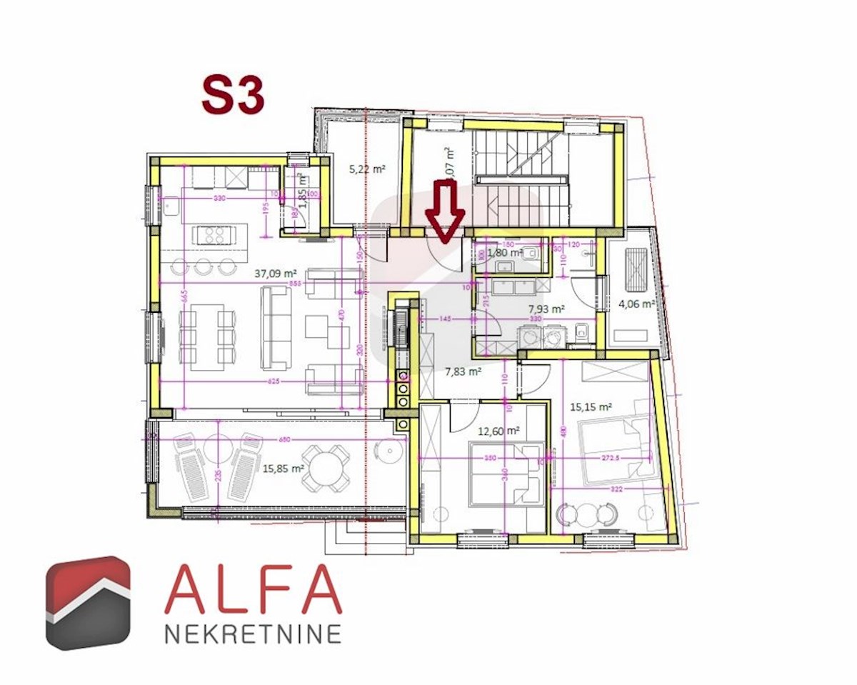 Hrvaška, Vodice – atraktivna lokacija, novo stanovanje naprodaj, drugo nadstropje, 40 m od morja