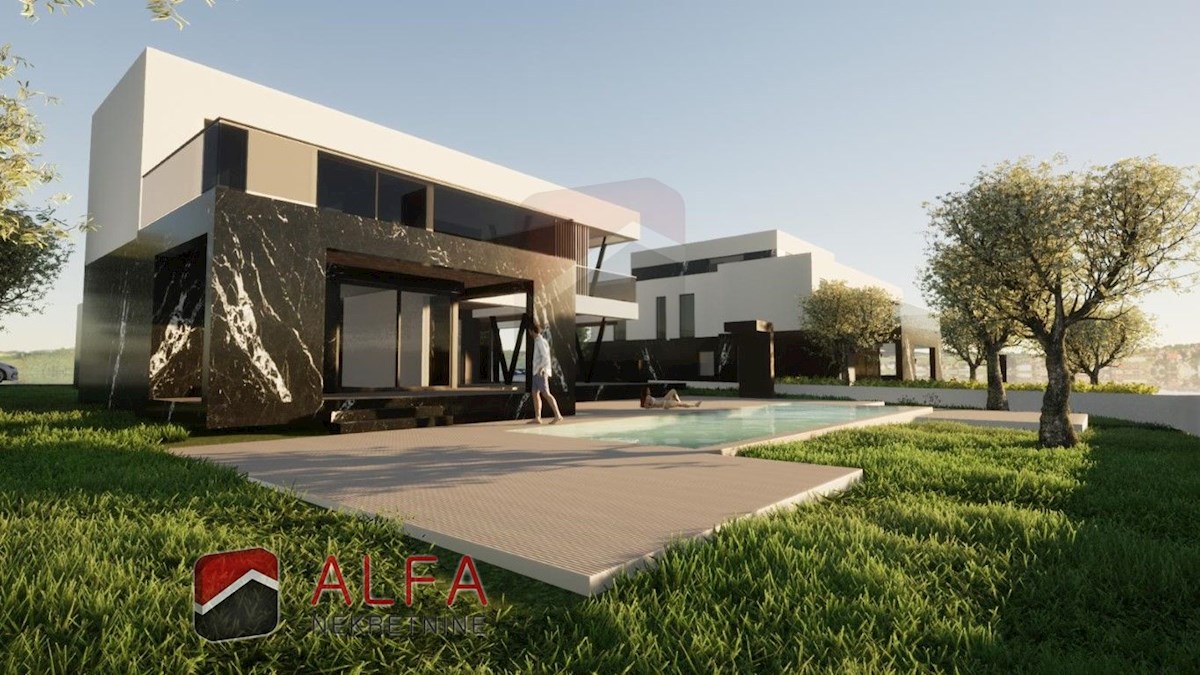 Hrvaška, Vodice – prodaja moderna vila z bazenom, garažo in panoramskim pogledom na morje