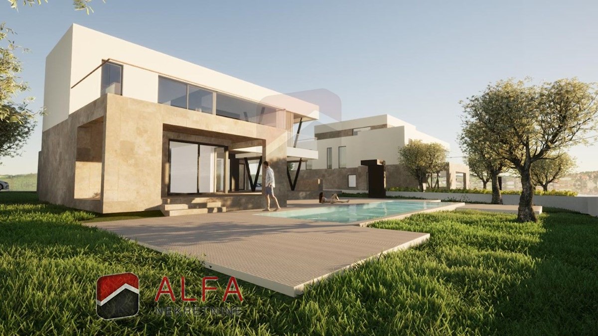 Hrvaška, Vodice – prodaja moderna vila z bazenom, garažo in panoramskim pogledom na morje